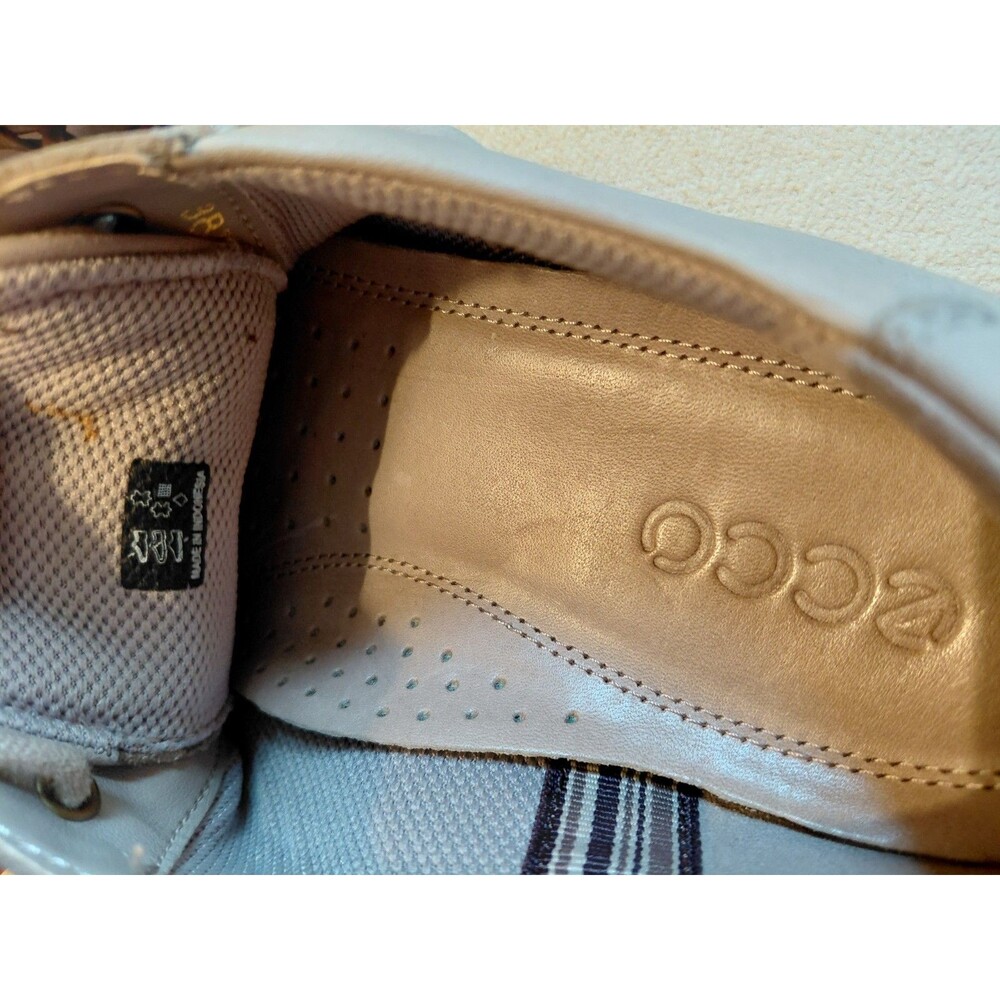 ECCO Womens 38 Leather Lace Up Walking Shoes Taupe Beige Comfort Sneakers US 7.5 - Picture 7 of 7